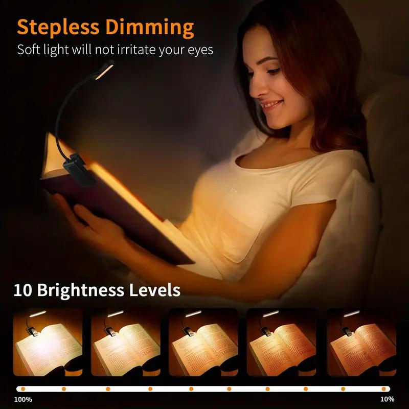 LED Rechargeable Book Light for Reading in Bed Eye Caring 3 Colors,Stepless Dimmable,Lightweight Clip on Light for Book Lovers