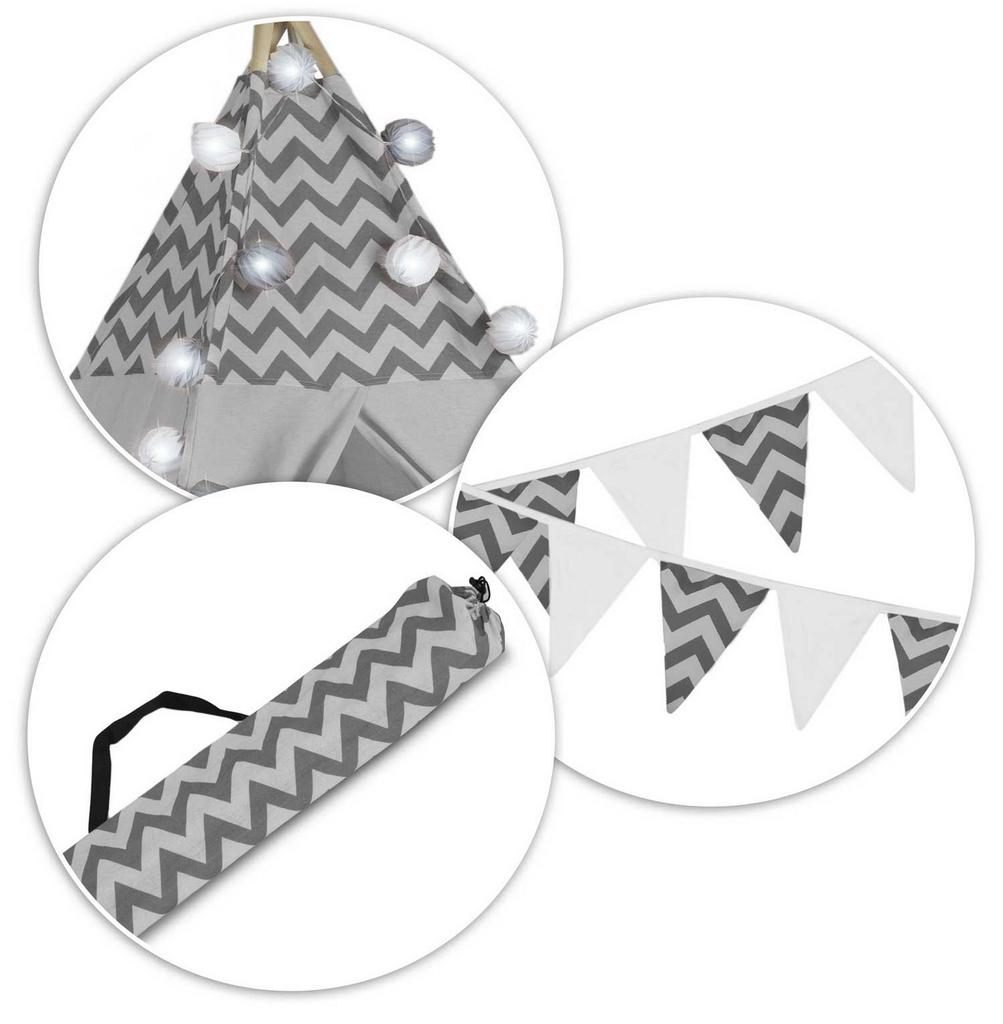 Nukido Children's Teepee Tent With Lights - Gray