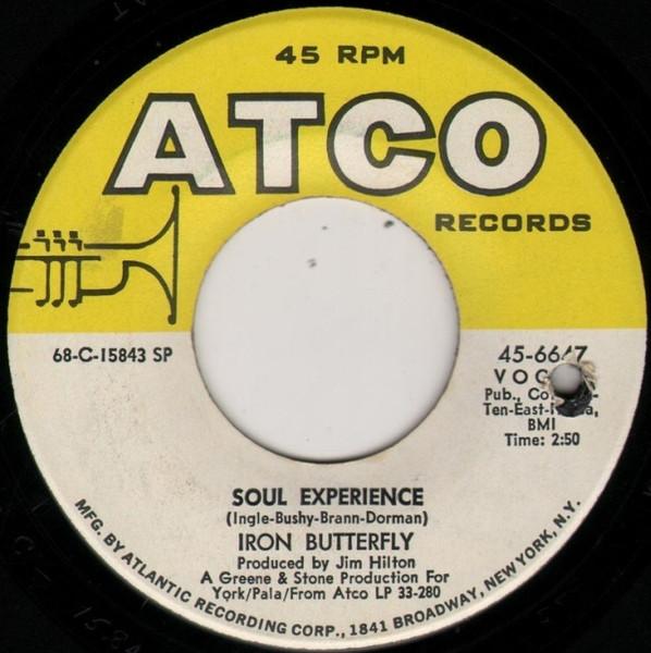 

7-дюймовая пластинка IRON BUTTERFLY Soul Experience In The Crowds 456647 ATCO Records 1969 США Рок Б/у