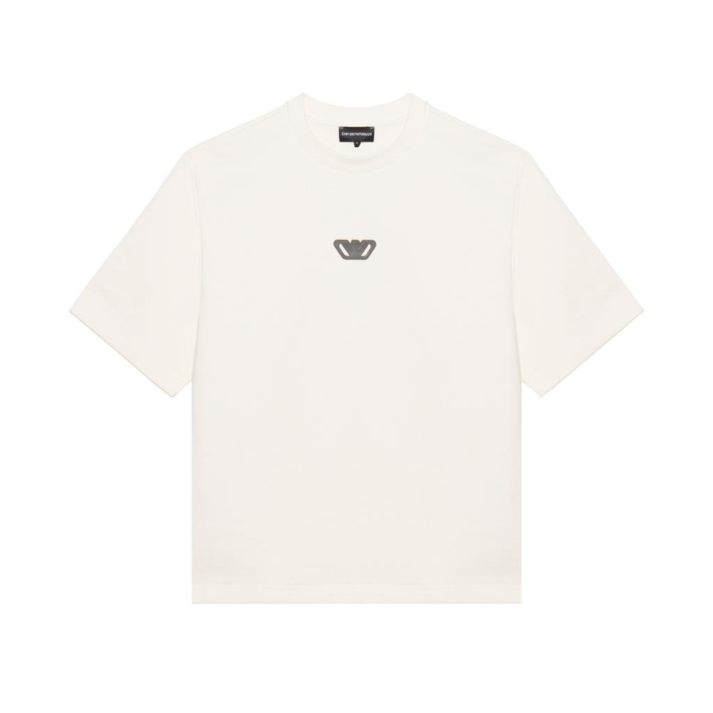 Emporio Armani Ss24 Eagle Logo Patch Crew Neck Thick Pullover Short Sleeve T-Shirt Men T-Shirt Off-White 3D1T6Z-1J6IZ-0103