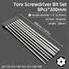 200mm Torx šroubovací bity Magnetické Dutá Hlava Květ Švestky Ocel S2 Bezpečnostní bit T6-T40 1/4'' Šestihranná Stopka Ruční Elektrické Nářadí