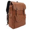 Men Backpack Vintage Style Soft PU Leather Large Capacity Fashionable Shoulders Bag for Travel Business Light Brown