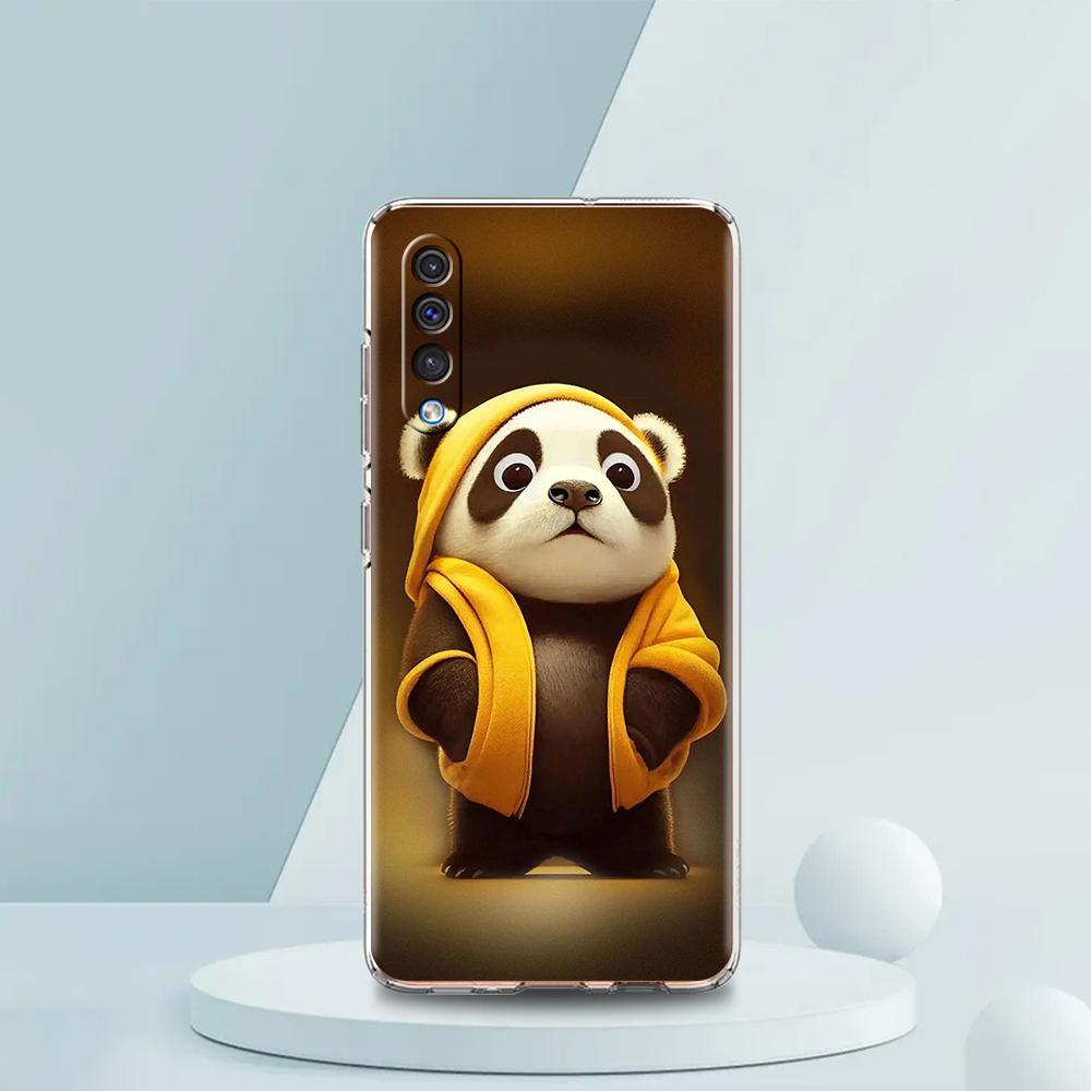 Cute Animal Panda Luxury Transparent Phone Case for Samsung Galaxy A12 A02 A03S A50 A70 A40 A10 A20 A30 Cover Silicone Shell Bag