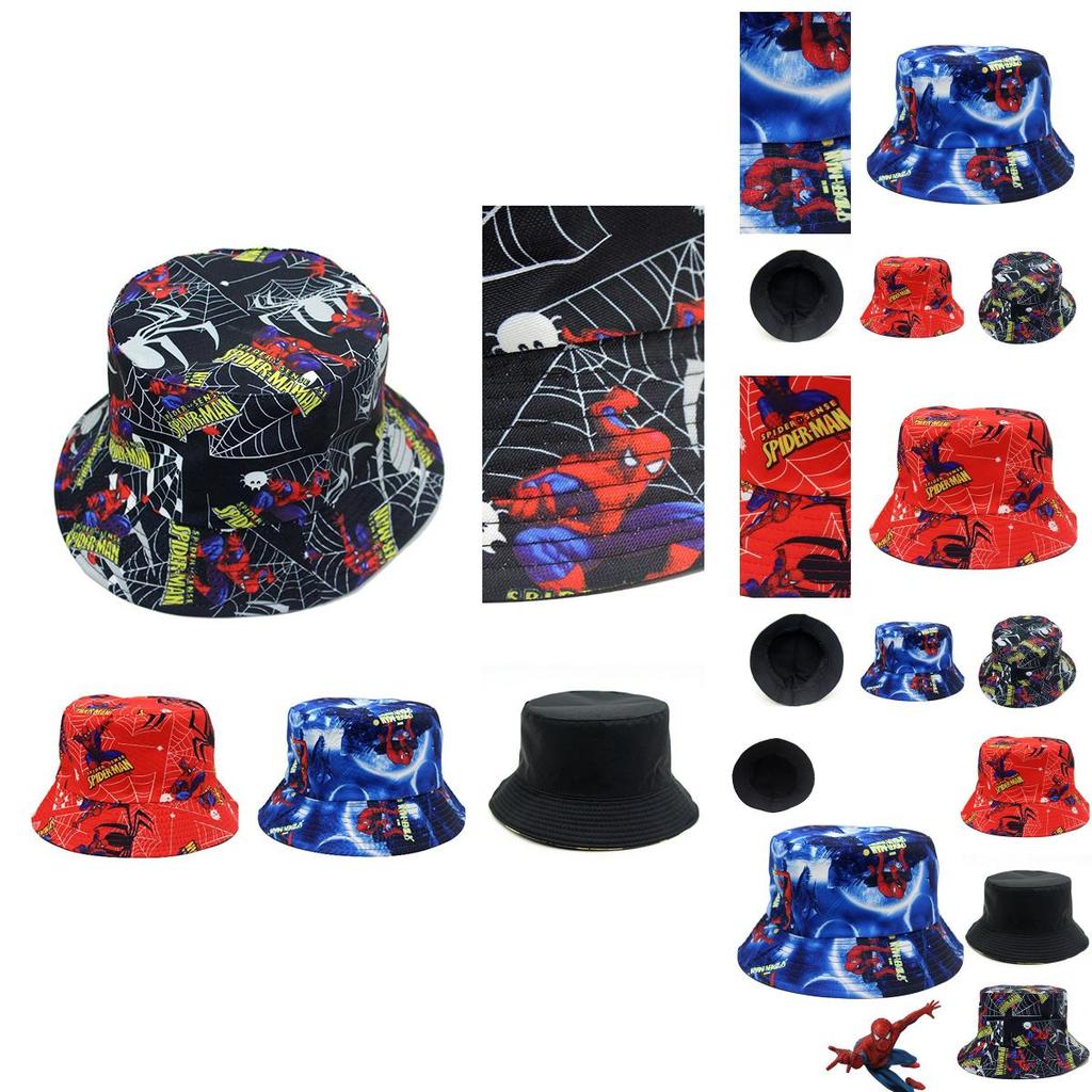 European And American Spider-man Cartoon Printed Cotton Fisherman Hat Sun Hat