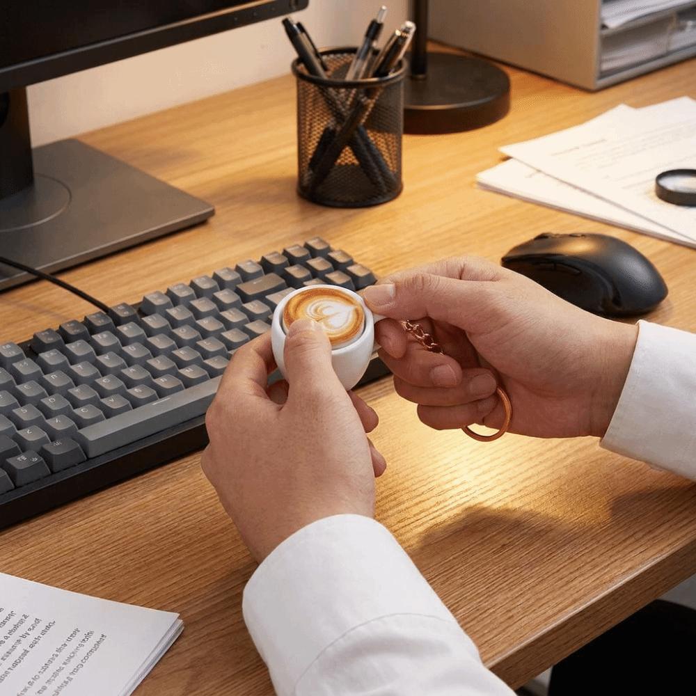 Smooth Solid Plastic Coffee Cup Keychain Portable Design Anti-stress Toy Spare Time Fun