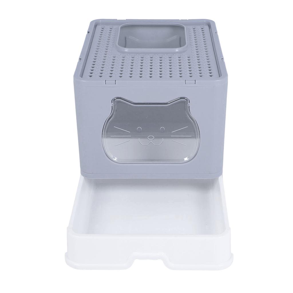 Enclosed Cat Litter Box Anti Splashing Easy to Clean Odor Control Large Top Entry Foldable Kitty Litter Tray with Lid