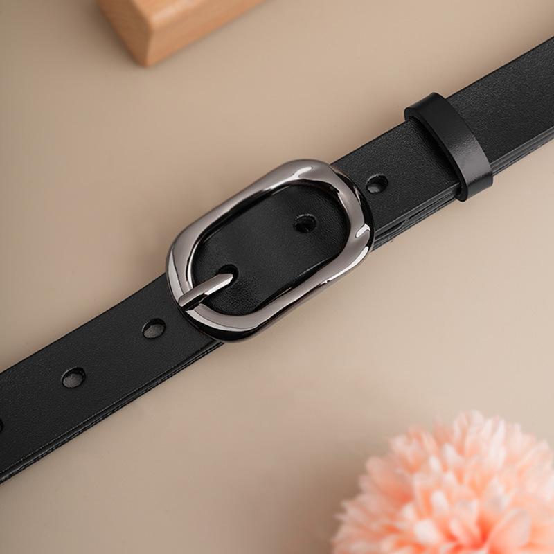 Women's Belt Formal Wear Professional Wear Cowhide Pin Trousers Belt Slim OL Style Versatile Business Black Belt Women