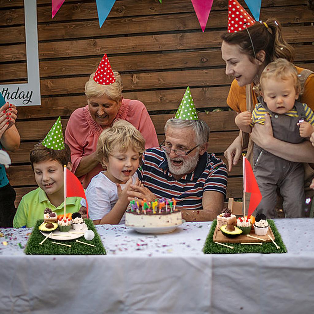 33 Pcs Golf Party Centerpieces Table Decorations Kit Artificial Grass Mats Red Flag Golf Tee Ball Supplies For Diy Sport Themed