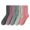 5/10 Pairs Comfortable Casual Autumn Winter Thickened Warm Women's Socks Women's Double Needle Double Thread Wool Socks Solid Color Mid Calf Socks