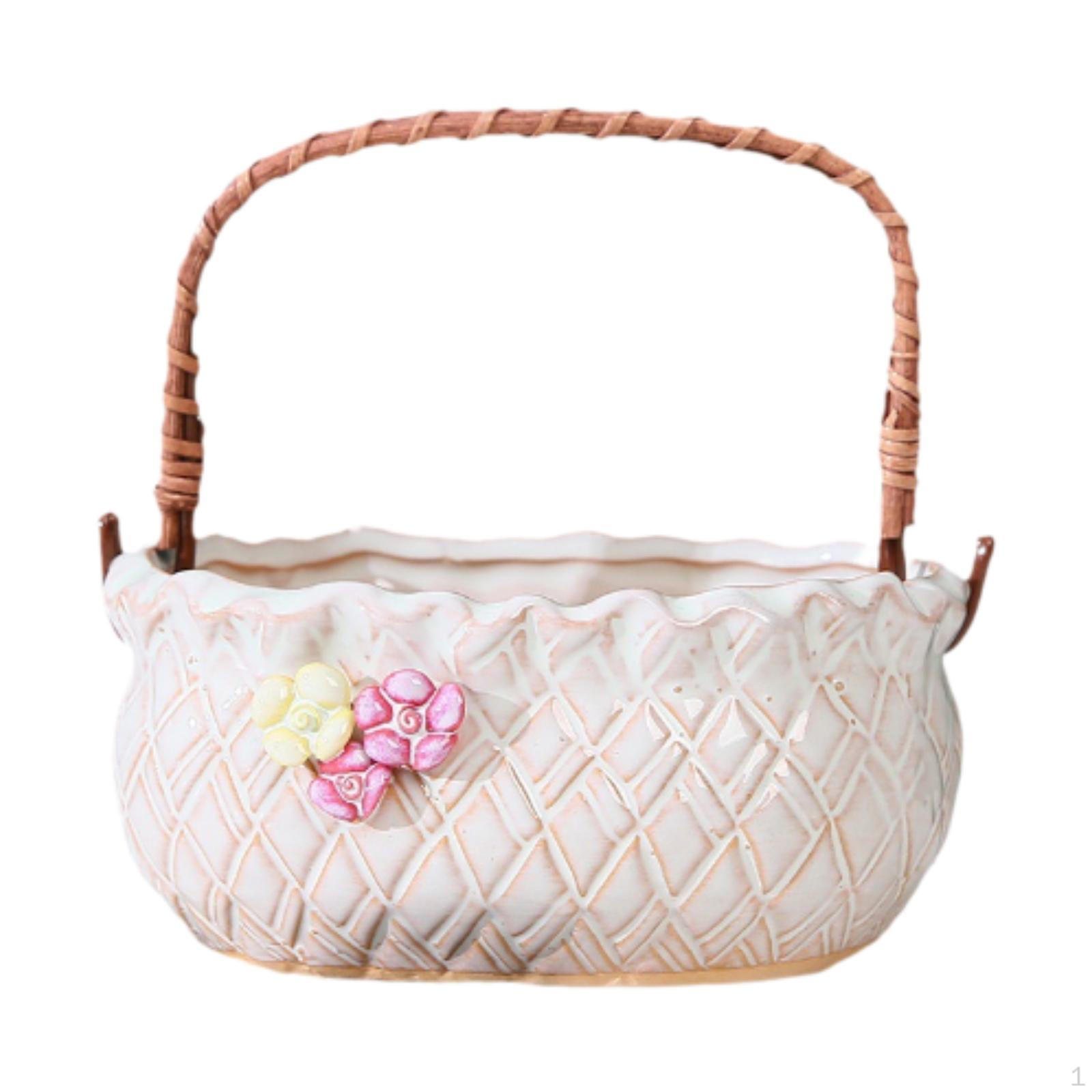 

Керамический цветочный горшок для переносной корзины, контейнер для растений, внутреннее украшение