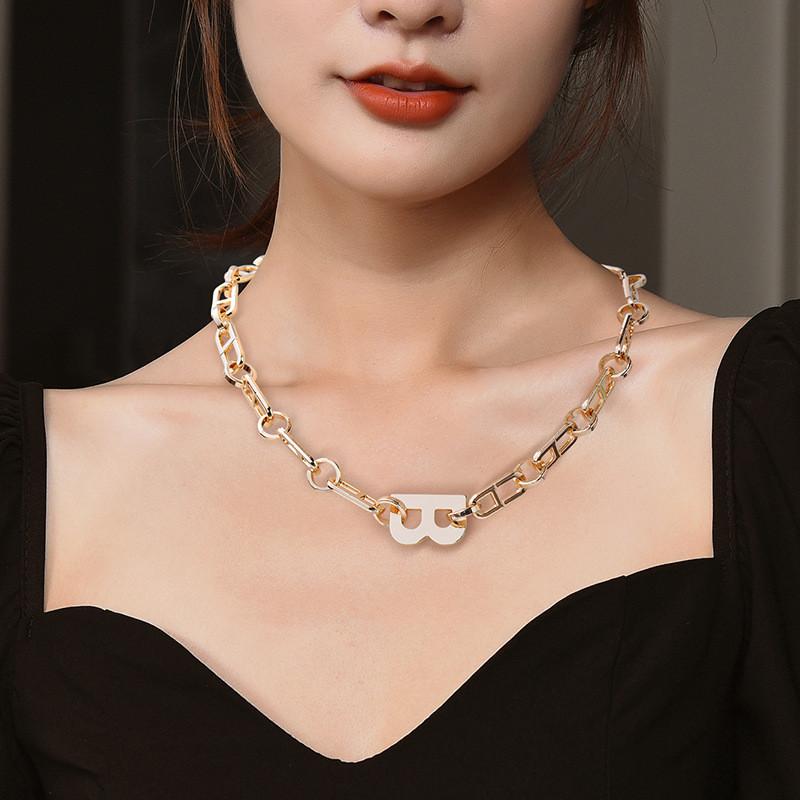 Inspired Trendy Ins Letter Pendant Necklace For Women In Durable Titanium Steel Material