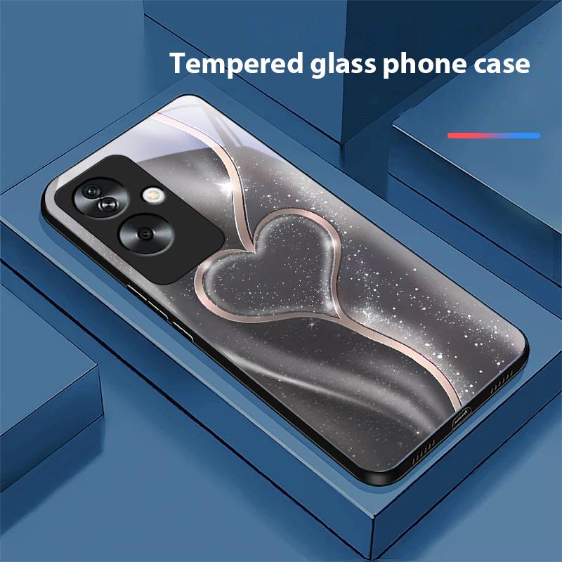 Aşamalı Sevgi Büyük Oppo A79 5G 58 78 74 60 4G Reno 11F Realme GT 6 11 Note 50 10 C55 X2 Temperli Cam Siyah Telefon Kılıfı