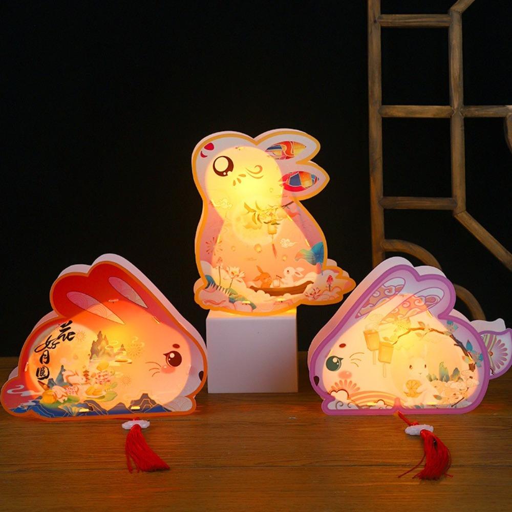 Luminous Mid-Autumn Festival Lantern Cartoon Lantern DIY Material Package Rabbit Lanterns  Gifts
