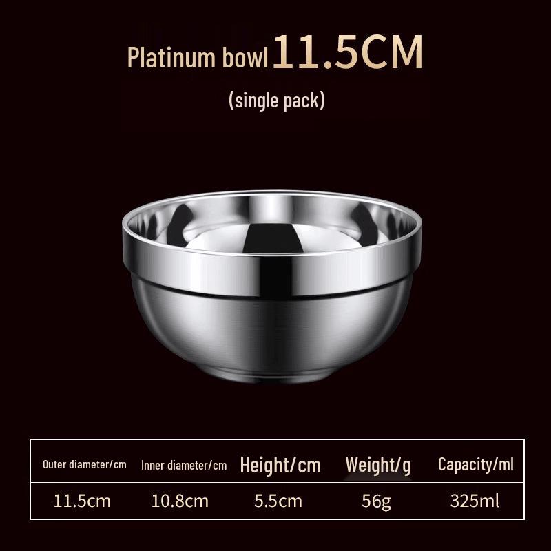

304 Food Grade Stainless Steel Double-Layer Heat Insulated Bowl - Anti-Scald, Thickened for Soup and Rice, Children & Household Use.