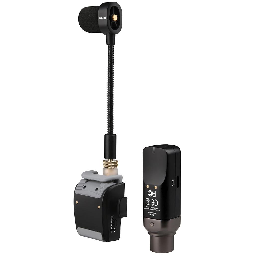 NUX Wireless Saxophone System, 2.4GHz, 20m Transmission, Auto-Pairing, 3 Switchable EQs for Soprano, Alto, and Tenor Saxophones, USB Type-C