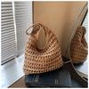 Large Capacity Shoulder Straw Bag New Hollow Tote Hand Straw Bag Woven Bag Seaside Vacation Beach Bag