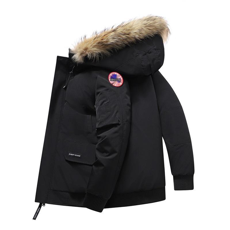 Men's Short Goose Down Winter Jacket - 80% White Duck Down, Warm & Thickened, Pilot Style, Couple's Option Available