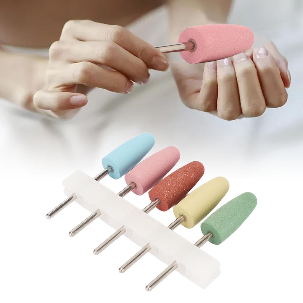 5pcs Nail Drill Bit Professional Portable Silicone Cuticle Remover Bits Nail Art Tool for Nail Artist Novice
