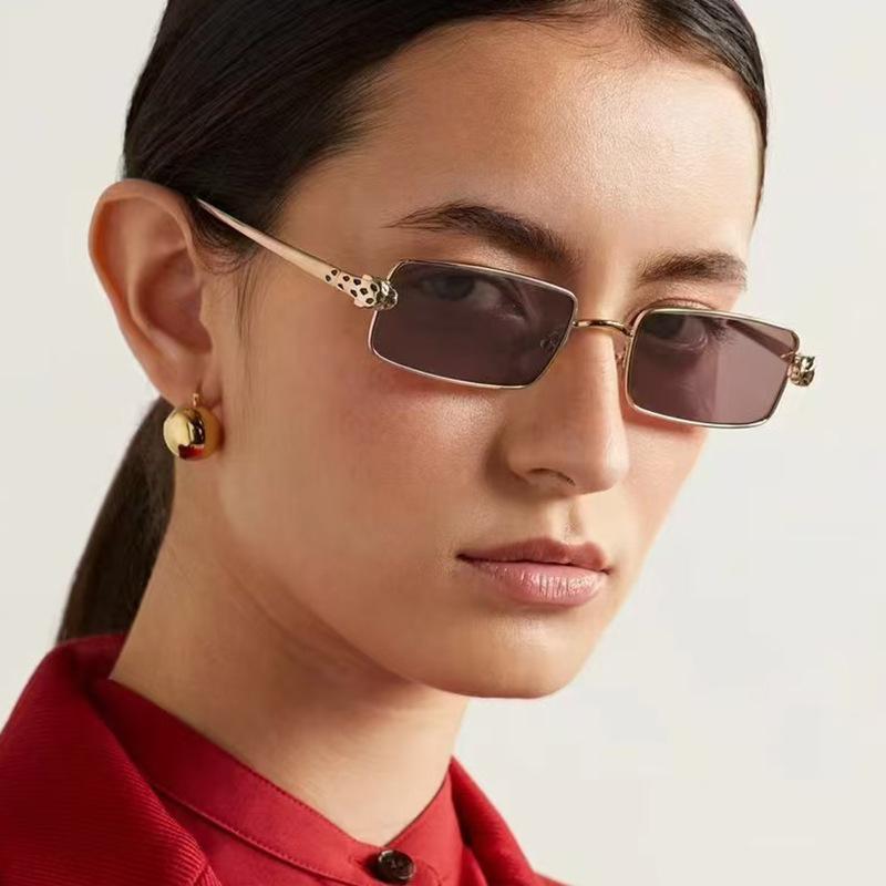 Leopard head small frame sunglasses square new retro sunglasses women Internet celebrity hip hop personality sunglasses