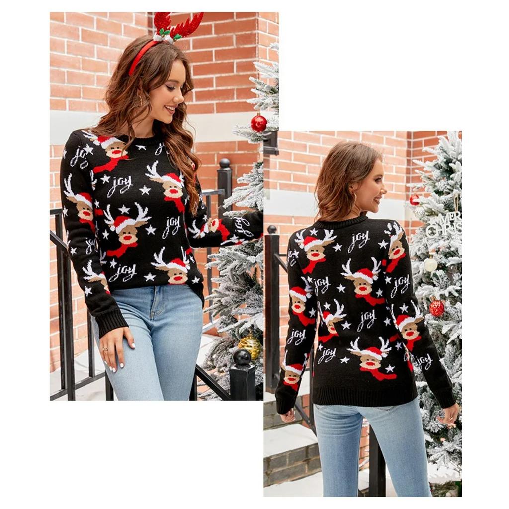 New Women's Jacquard Casual Sweater, Lazy Sweater, Christmas Autumn/Winter Women's Knitted Sweater Ropa Mujer Tendencia