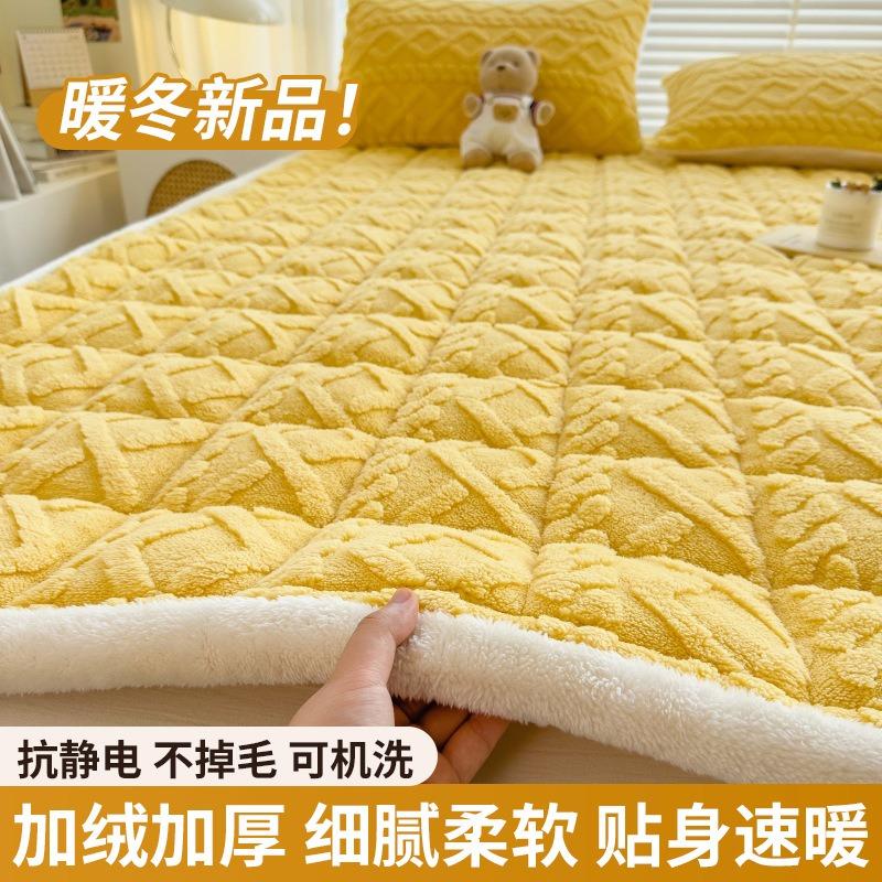 1pcs Winter Warm Velvet Mattress Dormitory bunk bed Folding Tatami Thin Mat Thick Anti Slip Mattress Cover Machine Washable