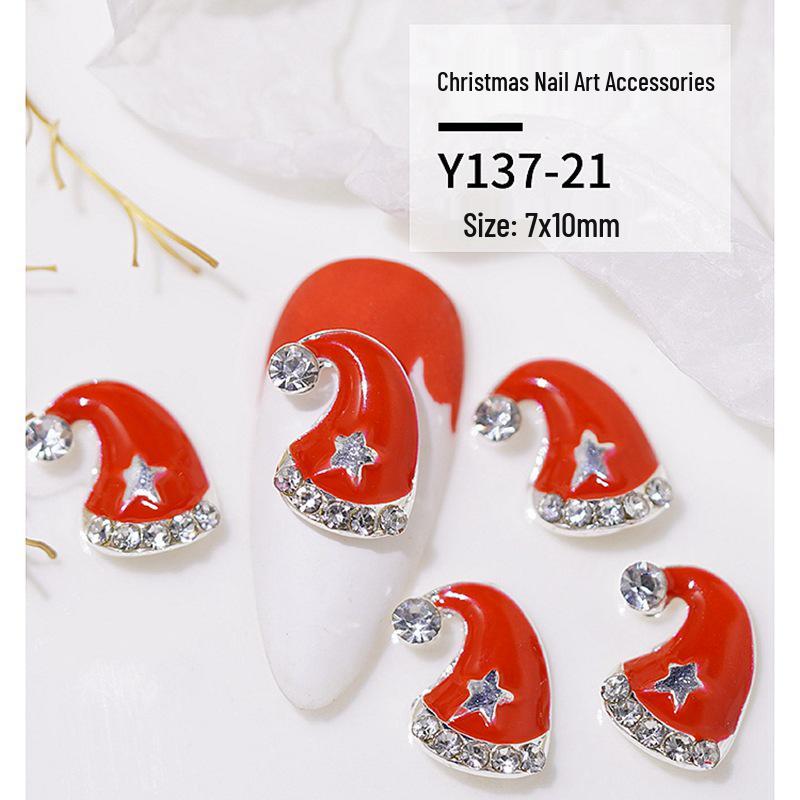 Christmas Alloy Nail Art Decor: Cartoon Santa, Bells, Reindeer, Snowflakes & Rhinestone Accessories