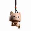 Hand-carved Wood Carving Pendant Cute Car Hanging Ornament Wooden Cat Phone Chain  Phone Accessory