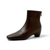 7 Cm Height Increase, Versatile Square Head Thick Heel Short Boots, Autumn and Winter New Korean Rear Zipper Elastic Thin Boots