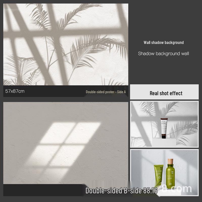 3D Double-Sided Photography Backdrop with Tree Shadows, Blue Sky, and White Clouds for Still Life, Food, and Makeup Photography.