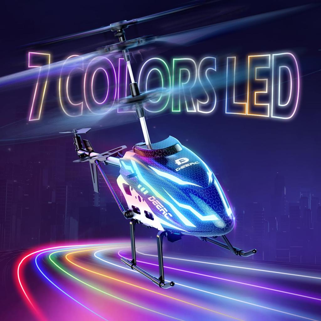 DEERC RC Helicopter with Upgraded Indoor Toy for 2 Flight Altitude Emergency Gift for Boys and School Kindergarten Entrance Certified In Japan 7-Color