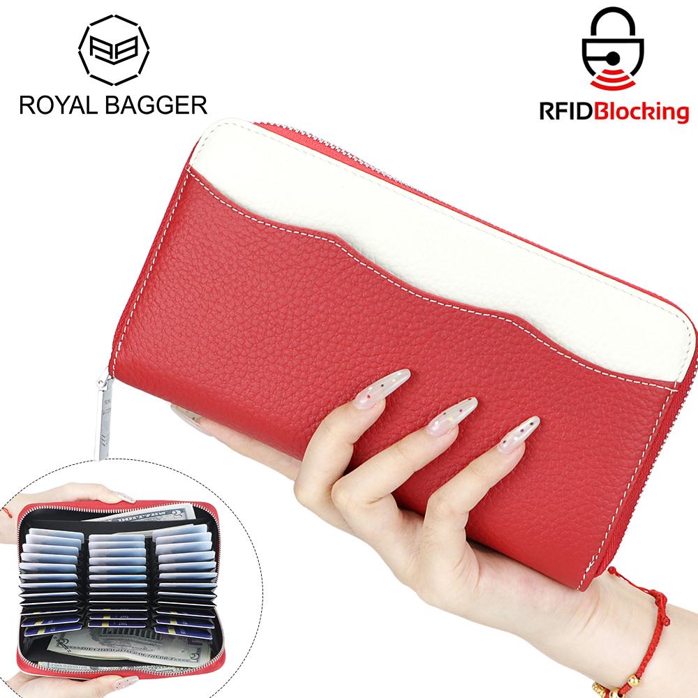 

Длинный кошелек Royal Bagger из натуральной кожи, блокирующий орган RFID, держатель для карточек, клатч для повседневного использования 1908 чёрный