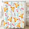 Animal Print Shower Curtain For Kids Bathroom Decor Orange Giraffe Design With Cherry Patterns In Yellow Pink Floral Style For H