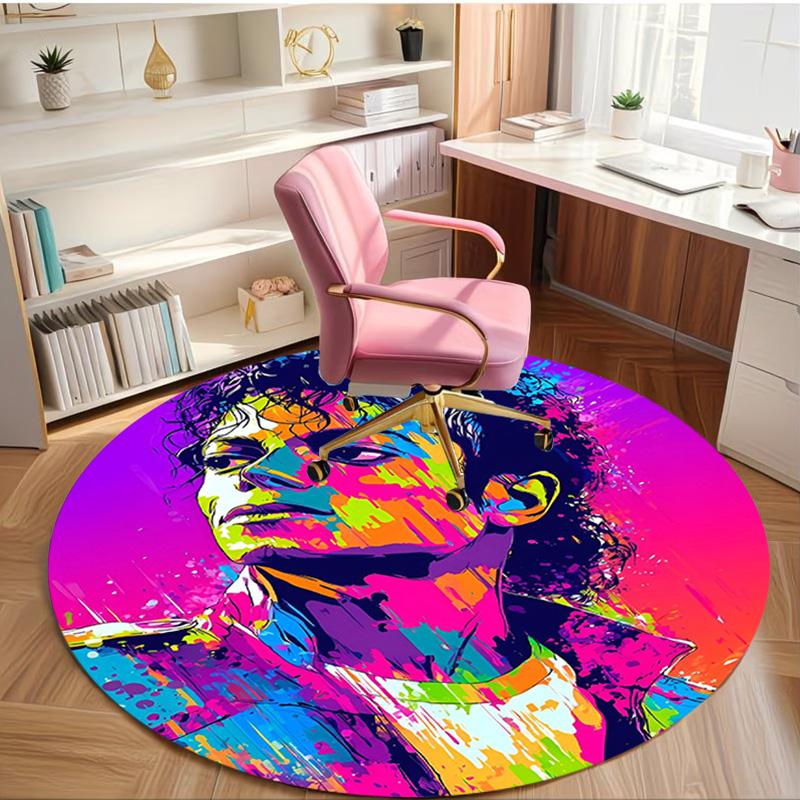 Michael Jackson Print Round Rug, Washable Floor Carpet, For Entryway Dorm Laundry Room Office Study, Home Decor Birthday Christmas Gift
