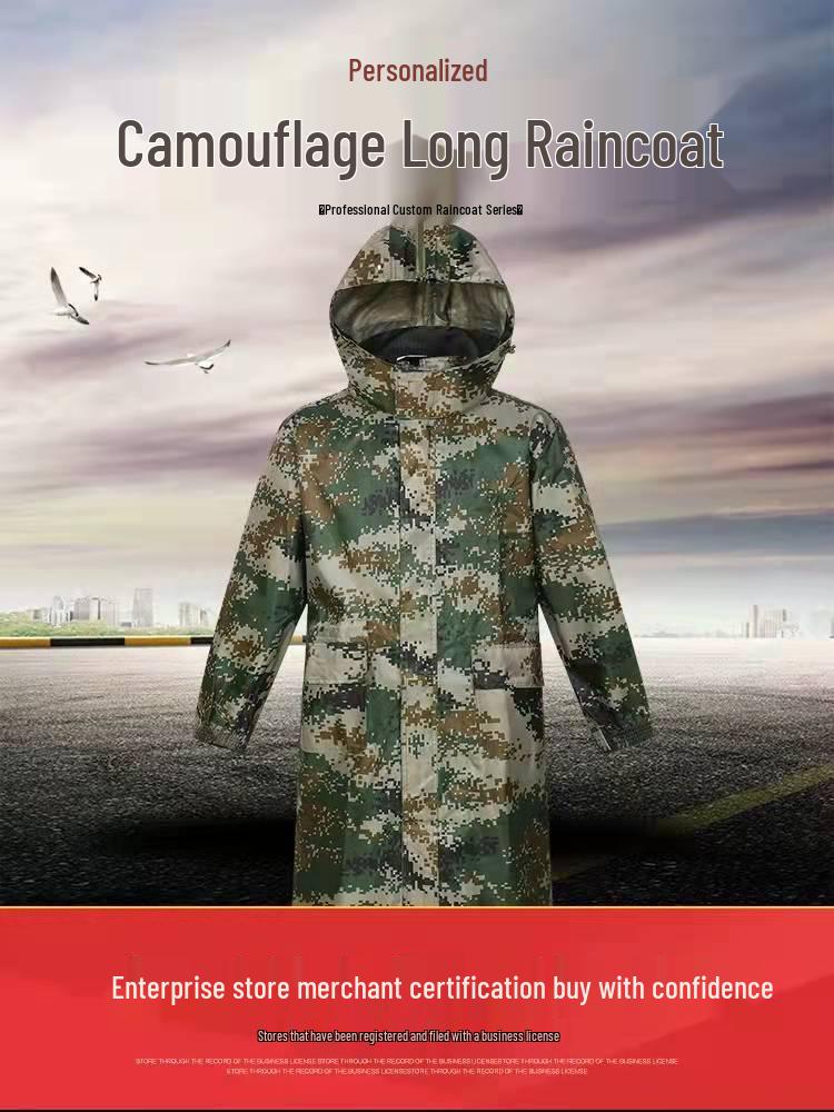 Camouflage Regenmantel- & Hosen-Set für Outdoor-Wandern und Hochwasserschutz