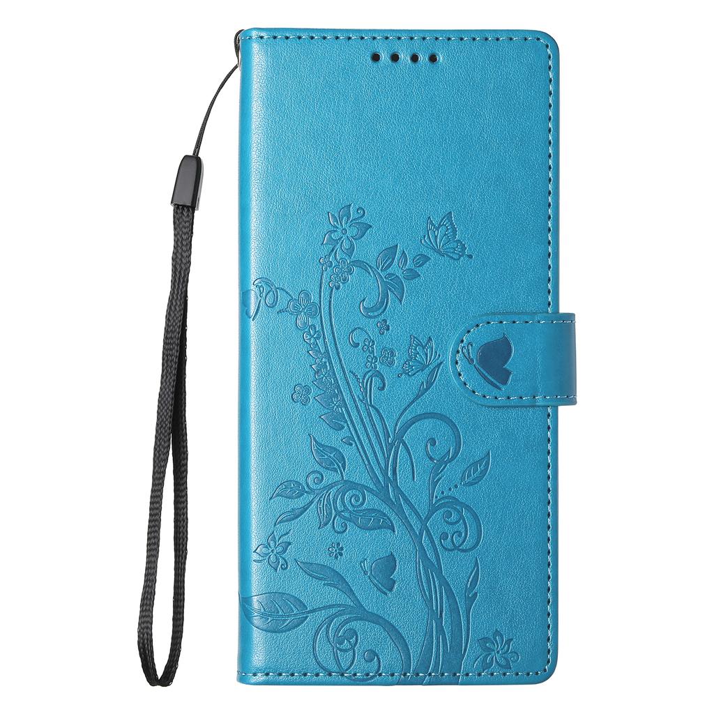 For Xiaomi 17 Pro Max Wallet Case Butterfly Floral Imprint PU Leather Phone Cover with Wrist Strap