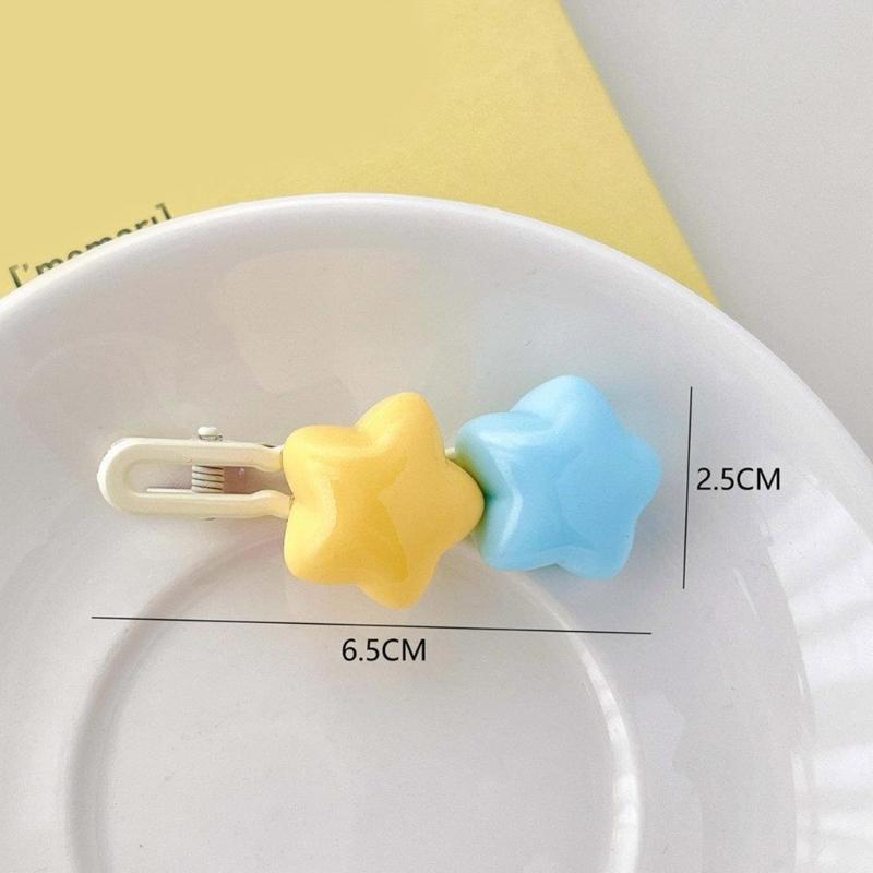 Y2k 90s Aesthetic Candy Color Star Hairpin for Woman Cute Duckbill Hair Clip