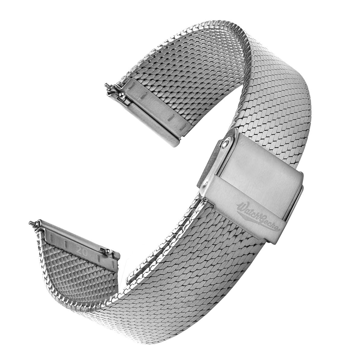 

WatchGecko Калибр 1960 Миланский браслет из нержавеющей стали Винтажная матовая отделка 21 мм Ультратонкий ремешок, Отделка, Серебристый,