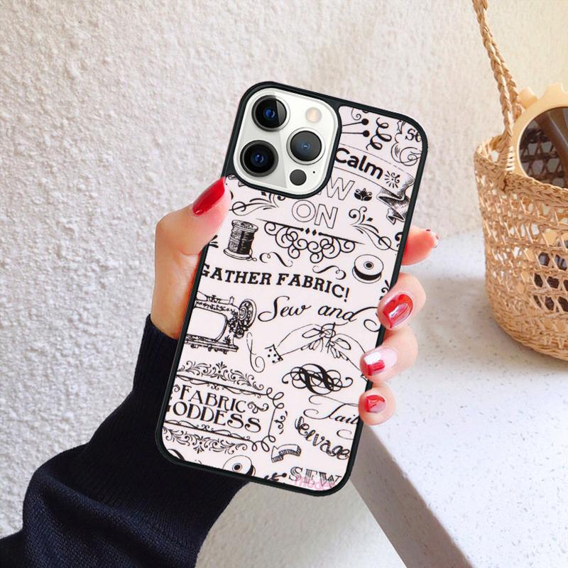 Sewing Machine Pattern Phone Case for iPhone 17 Air 16 15 14 12 13 PLUS 11 PRO MAX Back Cover Fundas Shell coque