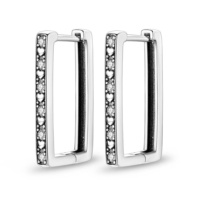 925 Sterling Silver Cubic Zircon Earrings Double  For Women Heart Star Moon Earrings Elegant Birthday Jewelry Gifts