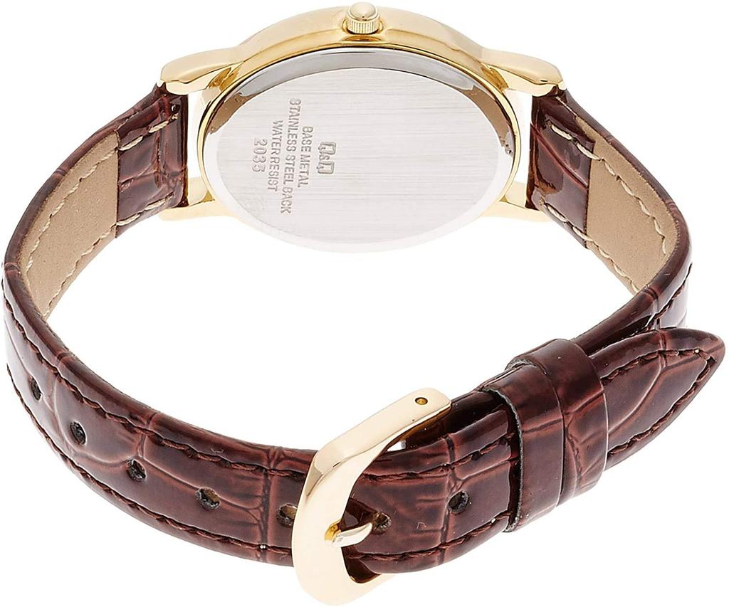 [Citizen Q&Q] VZ89-104 Women's Analog Watch, Water Resistant, Leather Strap, Gold