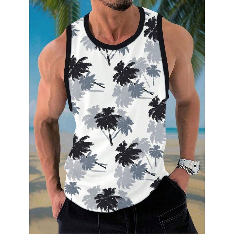 Summer Daily Casual Men's Sleeveless T-shirt Hawaiian Men's Tank Top Street Fashion Men's Tank Top