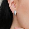 Huitan Novel U Shaped Hoop Earrings for Women Versatile Simple Stylish Accessories White/Black Cubic Zirconia Party Jewelry Hot