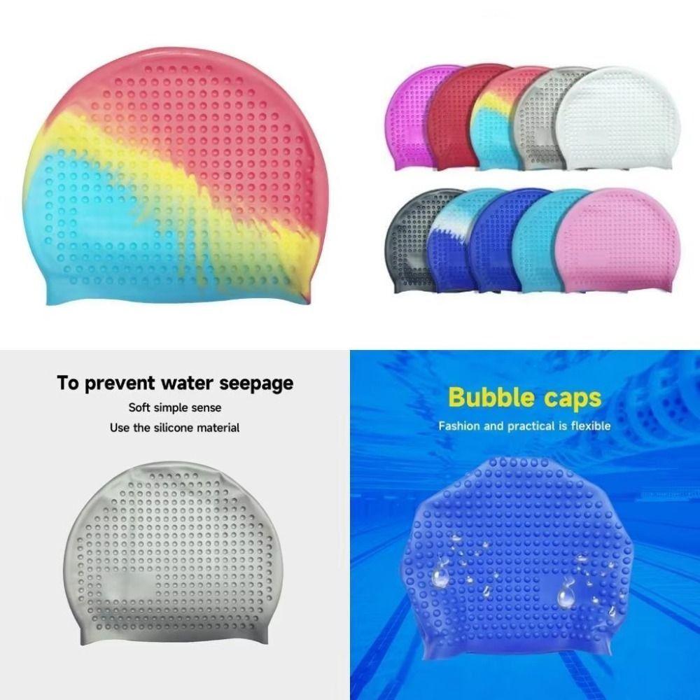 Non-Slip Silicone Swim Cap Wrinkle Free Snorkeling Cap Waterproof Bathing Cap Ear Protection