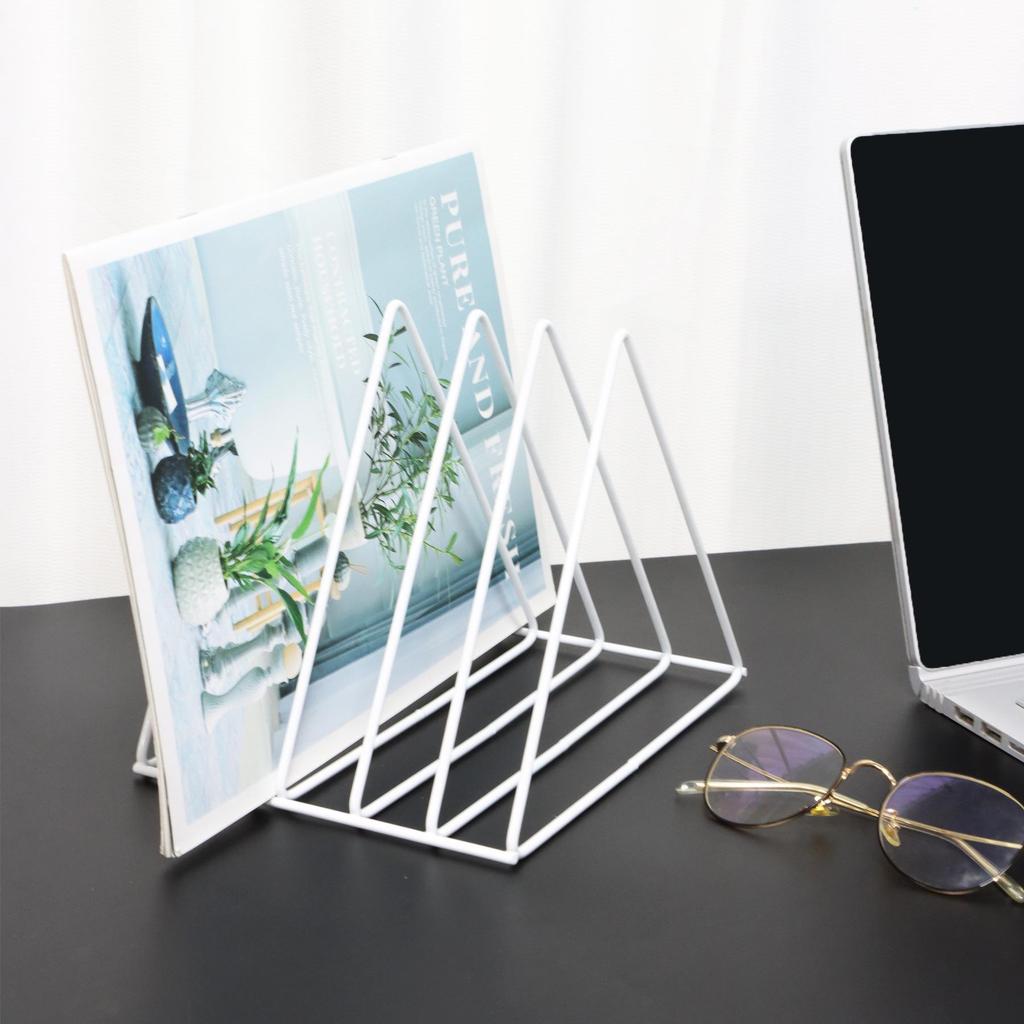 Nordic Triangle Book Holder & Desktop Organizer - Stylish Student Bookshelf & Storage Rack