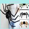 Black Spider Halloween Decoration Plush Haunted House Prop Indoor Outdoor Wide 30-125cm