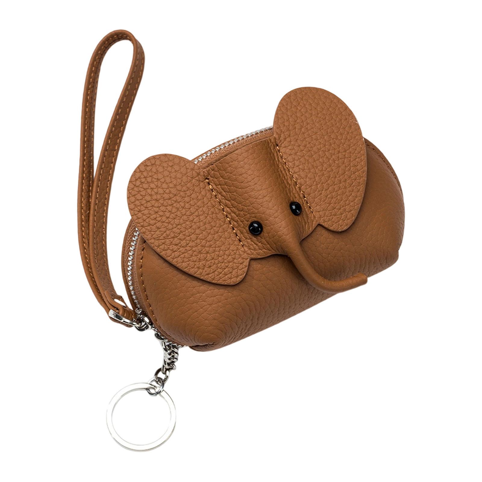 Sturdy Genuine Leather Elephant Designs Card Holders Zippered Wallet for Women 4 1595₽