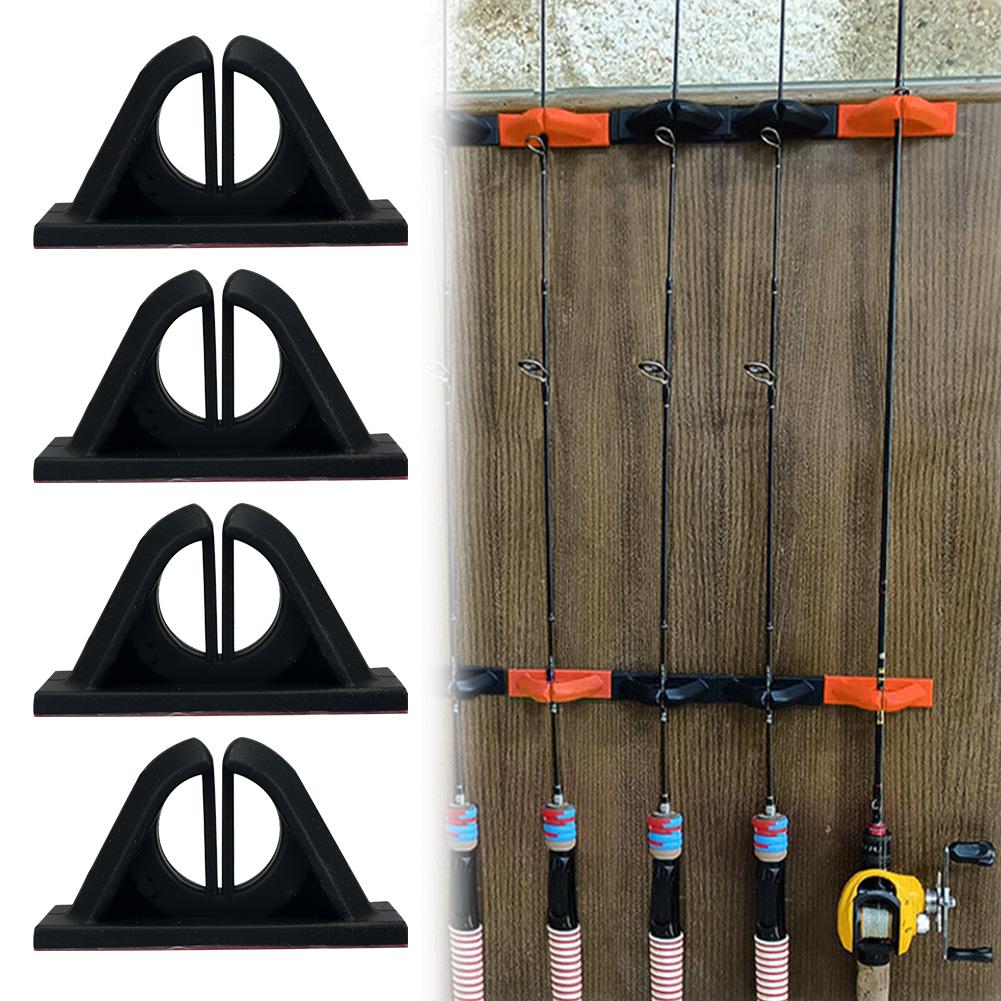 4Pcs Silicone Fishing Rod Display Rack Wall Mounted Fishing Rod Holder Fishing Pole Holder Clip Storage Rack