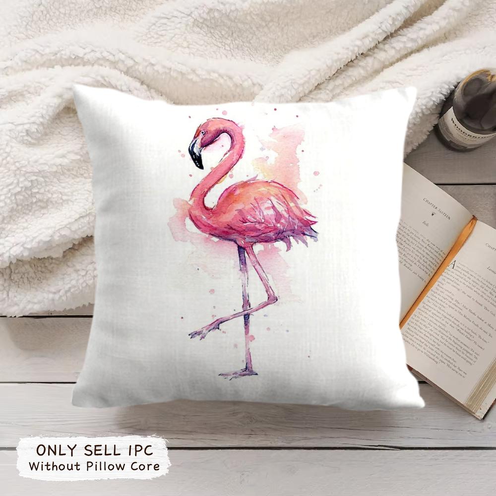 Flamingo Cushion Cover Soft Short Plush Pillow Cover Smooth Cozy Texture Aesthetic Cushion Case Home Decor