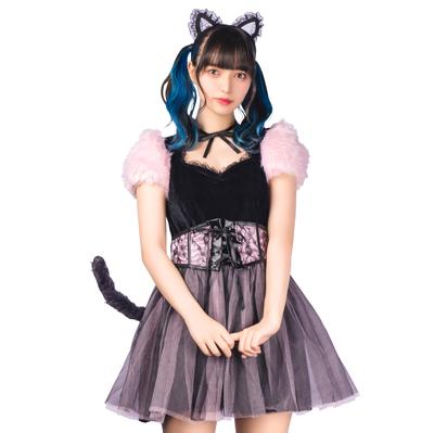 Coquettish Girly Cosplay Cadılar Bayramı Çilek Kedi Kedi M Pembe Kostüm Fantezi Elbise Kostümü [Berrak Taş] Kadın