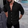 Autumn Linen Shirt Long Sleeve Lapel Breathable Casual Men's New Chinese Pocket Shirt